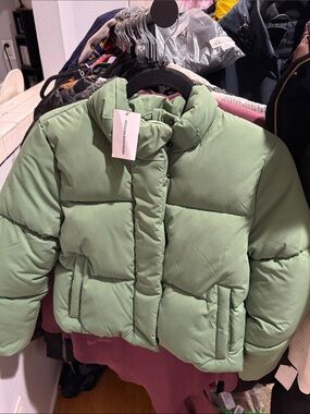 Essentials Mint Green Puffer Jacket